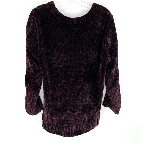 Orvis chenille velour chunky plum long sleeve sweater - Picture 4 of 5